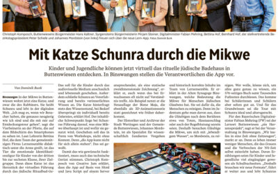 Zeitungsartikel „Mit Katze Schunra durch die Mikwe“